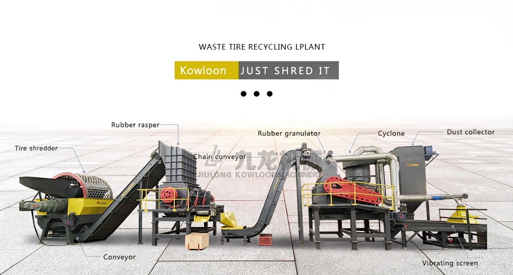 1-7mm Full Automatic Rubber Tyre Crusher Recycling Plant Waste Tire Shredder Machine