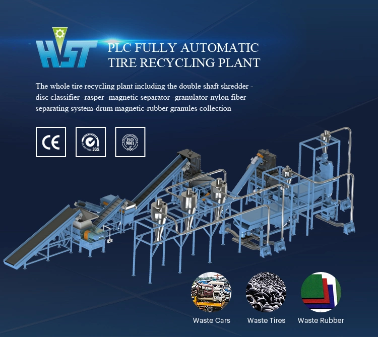 Hot Fully Automatic Waste Tyre Recycling Machine Tire Recycle Machine Tire Shredder Rubber Recycle Plant Tyre Cutting Machine Tire Recycling Machinery
